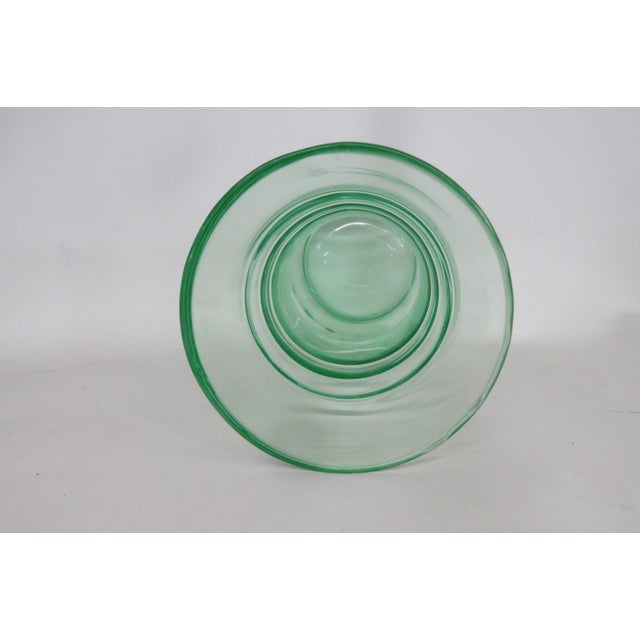 Green Depression Era Large Green Uranium Glass Vase Ribbed Style With Flared Rim 4868b For Sale - Image 8 of 11