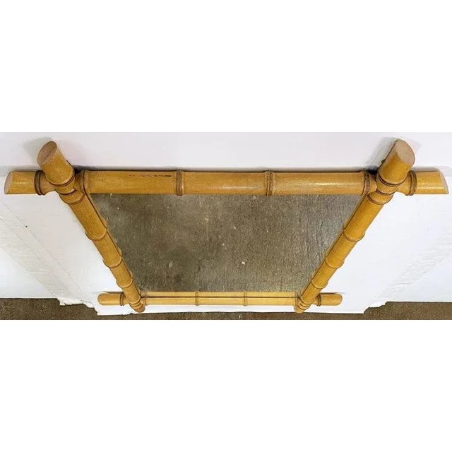 French Large French Faux Bamboo Rectangular Mirror (H 34 1/4 X W 26) For Sale - Image 3 of 13