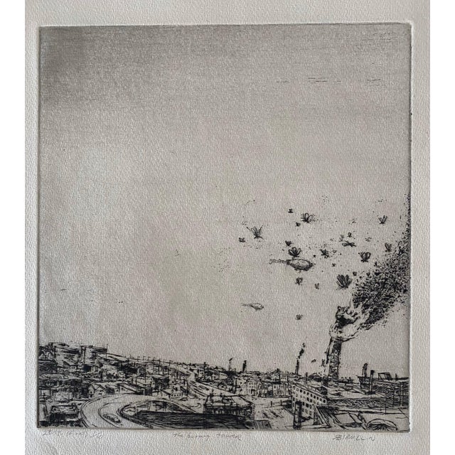 Robert A. Birmelin, The Burning Tower, American Modernist Abstract Landscape Etching For Sale