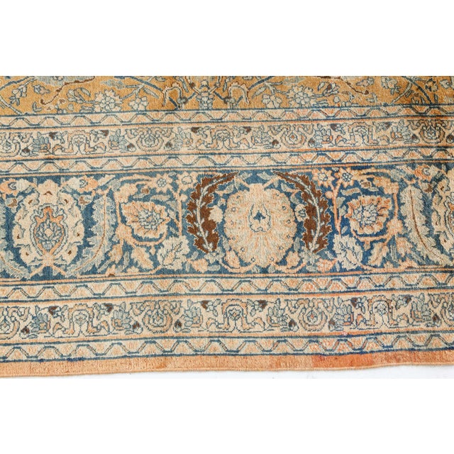 Early 20th Century Authentic Persian Tabriz Handmade Wool Rug For Sale - Image 5 of 7