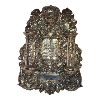 Hazorfim .925 Sterling Silver Torah Shield Breastplate W/ Lions & Crown - 14.1oz For Sale