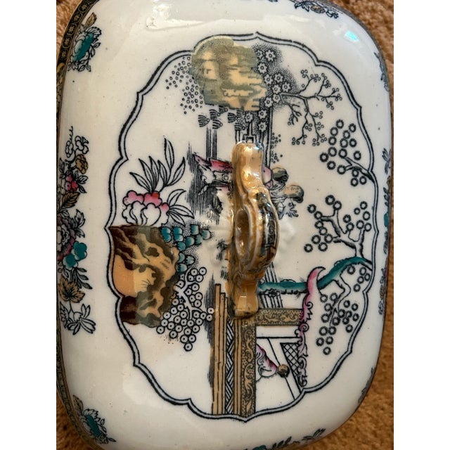 Antique Ashworth Brothers England Ironstone Chinoiserie Tea House Pattern Casserole For Sale - Image 12 of 12