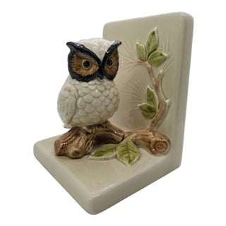 Vintage Otagiri Handpainted Ceramic Bookend With Owl For Sale