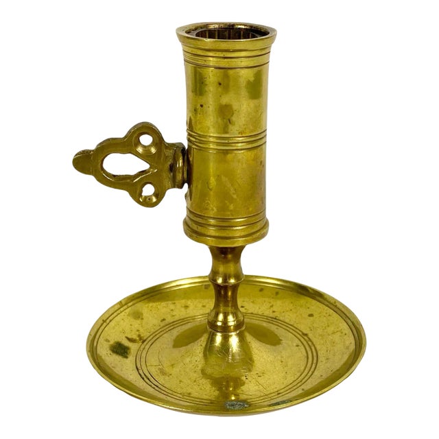 Vintage Brass Push Up Candleholder Adjustable With Patina For Sale
