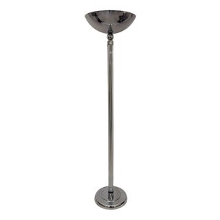 Art Deco Style Floor Lamp in Glass and Chrome by Karl Springer, 1978 For Sale