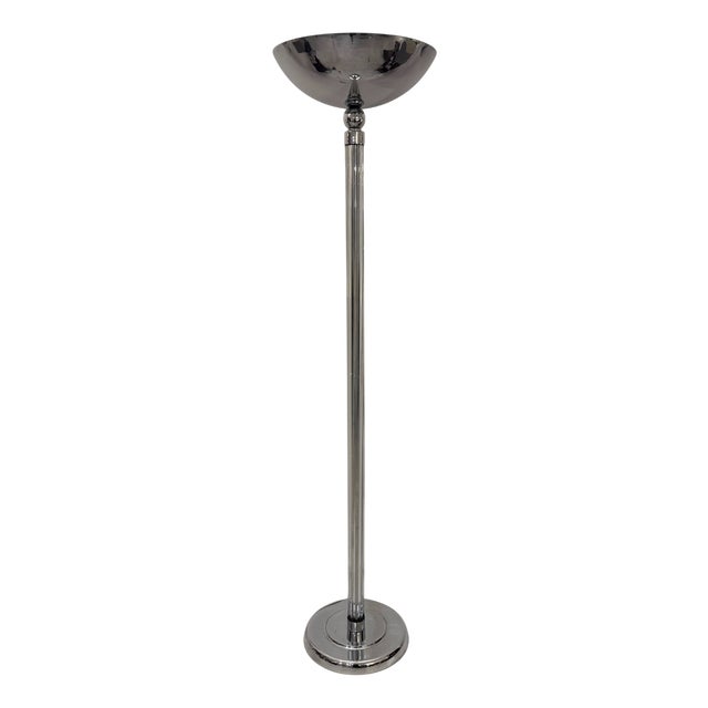 Art Deco Style Floor Lamp in Glass and Chrome by Karl Springer, 1978 For Sale