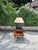 Post-Modern Ceramic Lamp with Cream Tampered Cone Shade. Unmarked. In style of Art Deco. Bold art-deco inspired lamp....