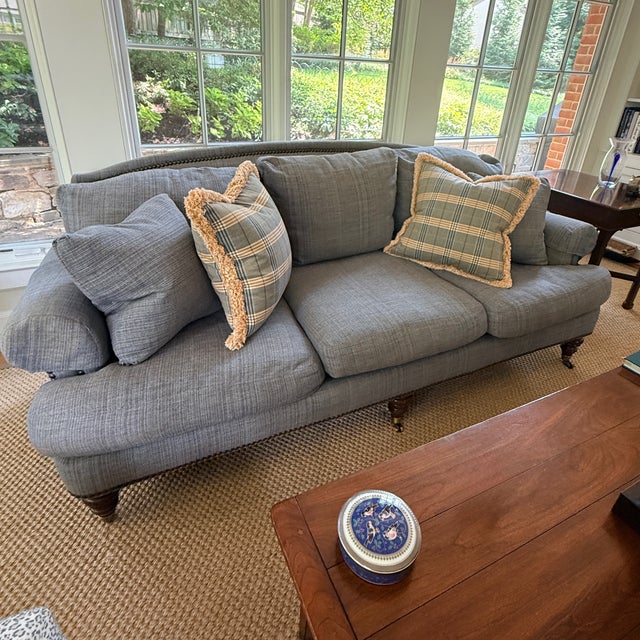 Textile Lillian August Blue Sofa For Sale - Image 7 of 11