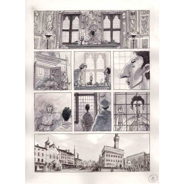 This work entitled "Complaint in Piazza della Signoria" is a table of the graphic novel published in 2016 by Kleiner Flug...