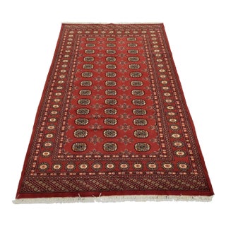 Bokhara Rug 5’2” X 7’9” Red Wool Tribal Hand-Knotted Oriental Carpet For Sale