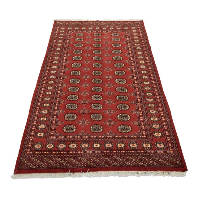 Bokhara Rug 5’2” X 7’9” Red Wool Tribal Hand-Knotted Oriental Carpet For Sale