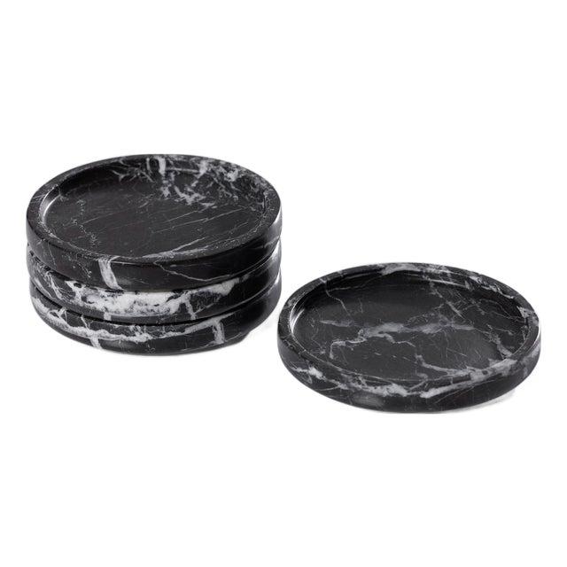 Marble Coaster, Black Marquino- 4.5" For Sale