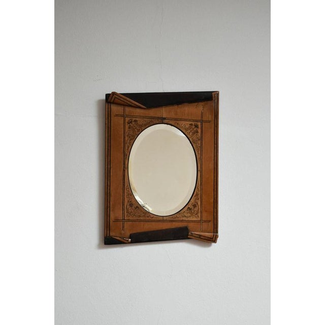 Wooden Edges Simulating Folds Mirror For Sale - Image 5 of 5