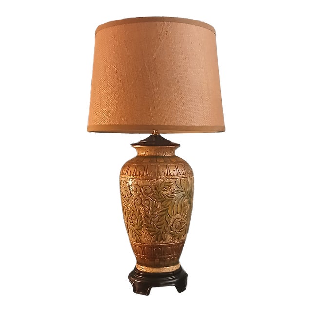Vintage Frederick Cooper Style Ginger Jar Tropical Decor Table Lamp For Sale