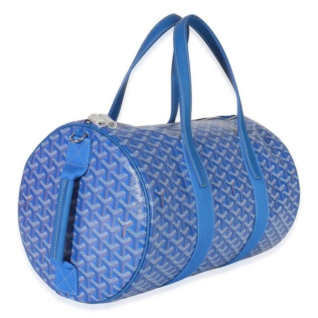 Contemporary Sky Blue Goyardine Barrel 40 Sports Bag For Sale - Image 3 of 9