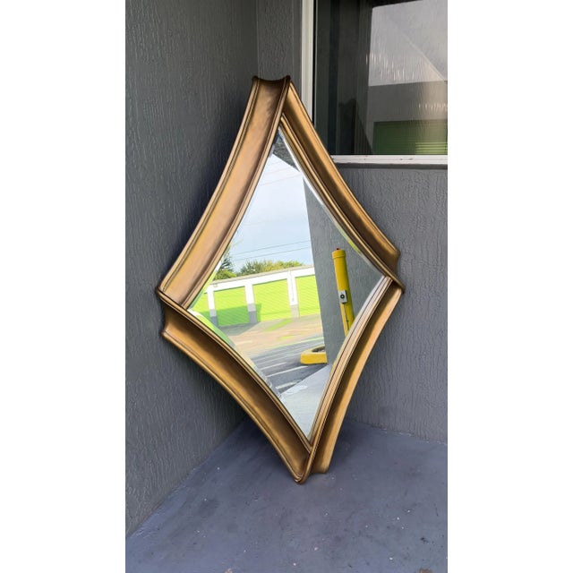 Italian Vintage Harrison Gil Venetian Style Diamond Bevel Mirror Labelled For Sale - Image 3 of 4