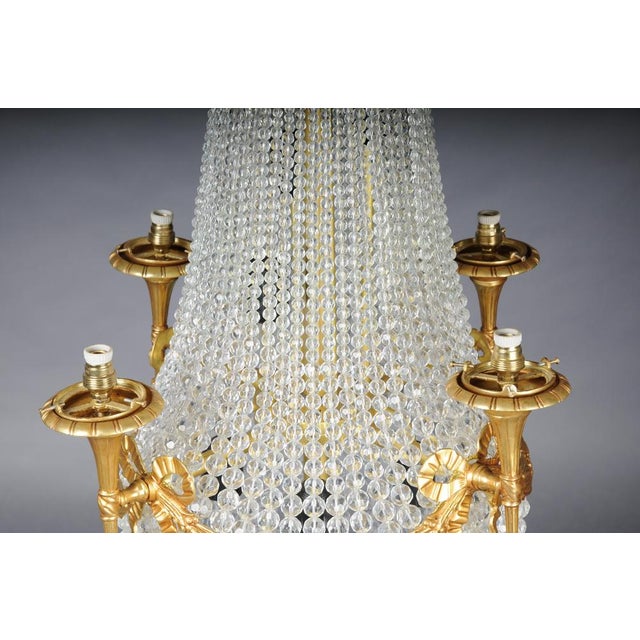 French Crystal Chandelier with Spherical Prisms and Gold, 20th Century For Sale - Image 4 of 16