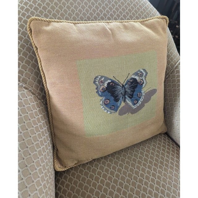 Mid Century Handmade Butterfly Tapestry Pillow For Sale - Image 13 of 14