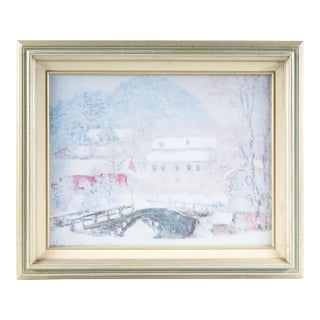 "Sandviken Village in the Snow" - Mid 20th Century Claude Monet Print of Original Oil Painting Signed, Framed For Sale