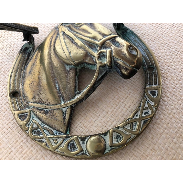 Metal Solid Brass Horse Motif Door Knocker With Equestrian Designs For Sale - Image 7 of 9