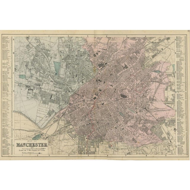 This finely engraved large-scale map of Manchester was published in 1885 by the London cartographer George W. Bacon as...