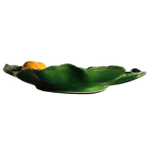 Mid-Century Majolica Leaf Bowl with Medlars from Secla, Portugal, 1970s For Sale - Image 6 of 9