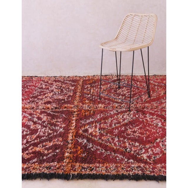 1980s Bold Red Diamond Pattern Handwoven Wool - 10.5 X 6.5 Ft For Sale - Image 5 of 9