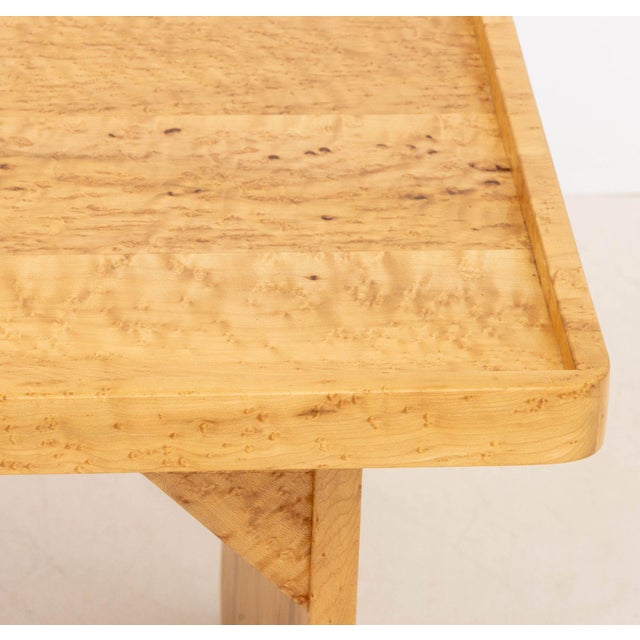 Late 20th Century Modern Birdseye Maple Waterfall Coffee Table For Sale - Image 5 of 7