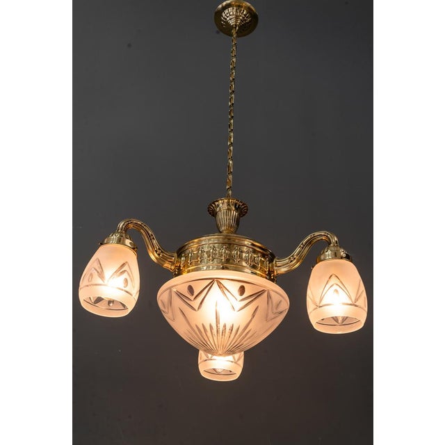 Chandelier with Cut Glass Shades, Vienna, Austria, 1890s For Sale - Image 6 of 18