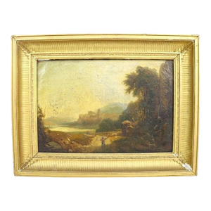 Oil on Canvas Landscape Painting With Original Gilt Wood Frame 19thC