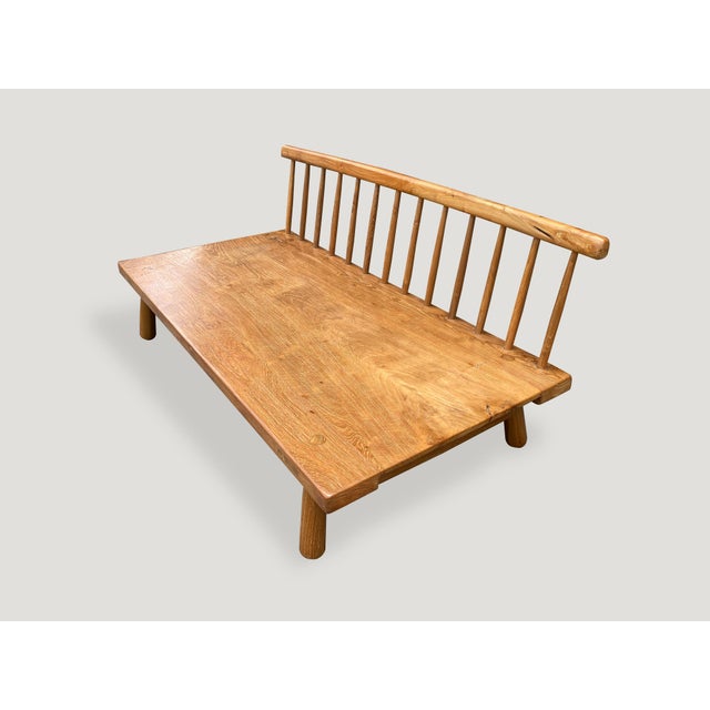 Andrianna Shamaris Couture Low Teak Wood Sofa For Sale - Image 12 of 18