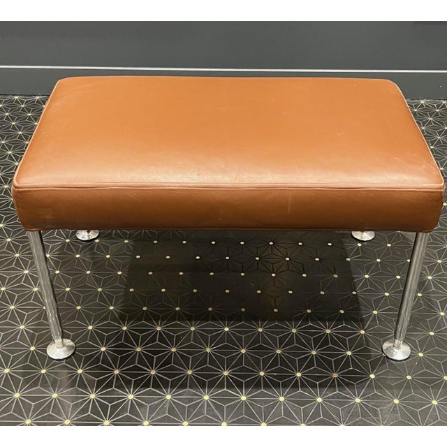 Modern Transitional B & B Italia Leather Benches With Chrome Legs For Sale - Image 3 of 11