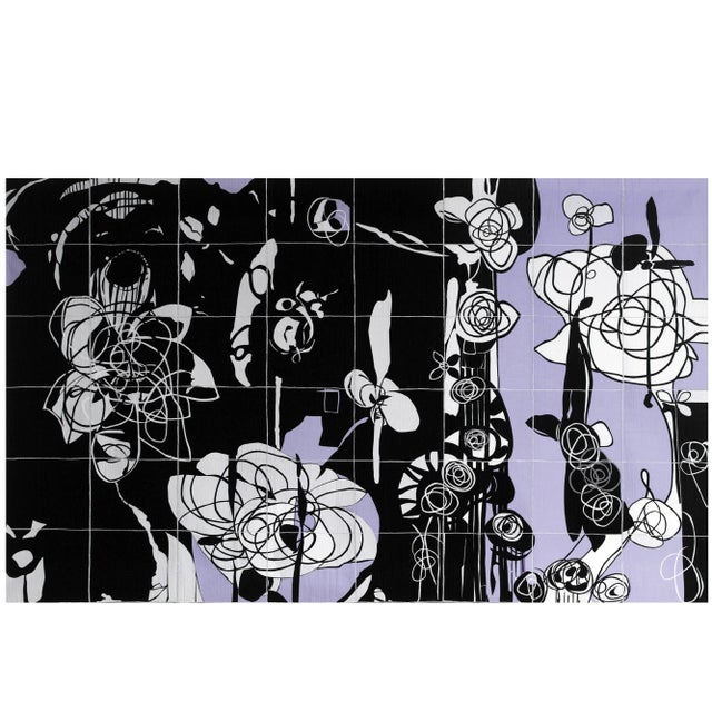 Contemporary Rhosyn Du - Black Rose: Contemporary Quilt Wall Hanging For Sale - Image 3 of 3