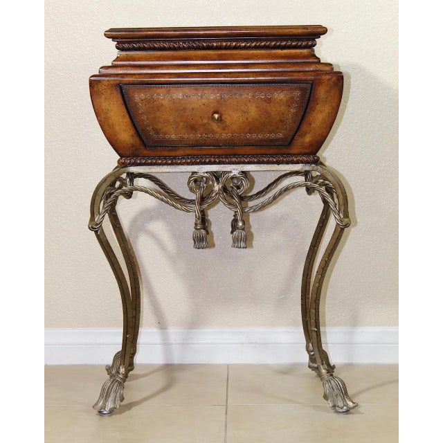 Rare 1980s Maitland Smith Vintage Gilt Steel Rope Vanity Table - French Style With Tassel End Legs and Lift-Top Storage For Sale - Image 13 of 17