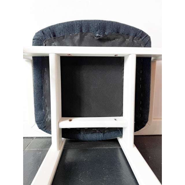 Vintage Modernist White Lacquered Wood Armchair with Dark Blue Upholstery, 1980s For Sale - Image 12 of 16