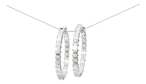 6.82 Ct Emerald-Cut Diamond Hoop Earrings - 2 Pieces