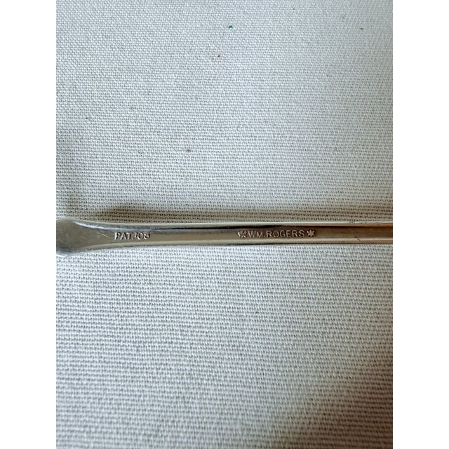 Silver Pierced Bowl Long Handle Olive Spoon, Wm Rogers, Silverplate, 1908 For Sale - Image 8 of 8