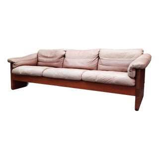 Danish Teak and Leather Sofa by Mikael Laursen, 1970s For Sale