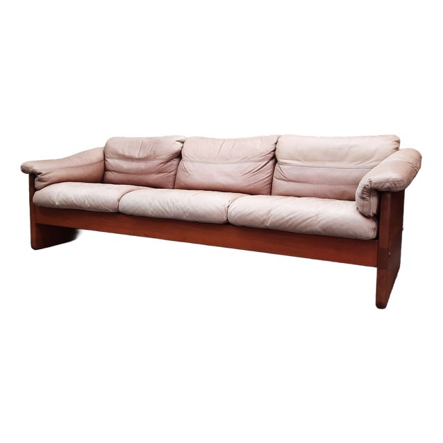 Danish Teak and Leather Sofa by Mikael Laursen, 1970s For Sale
