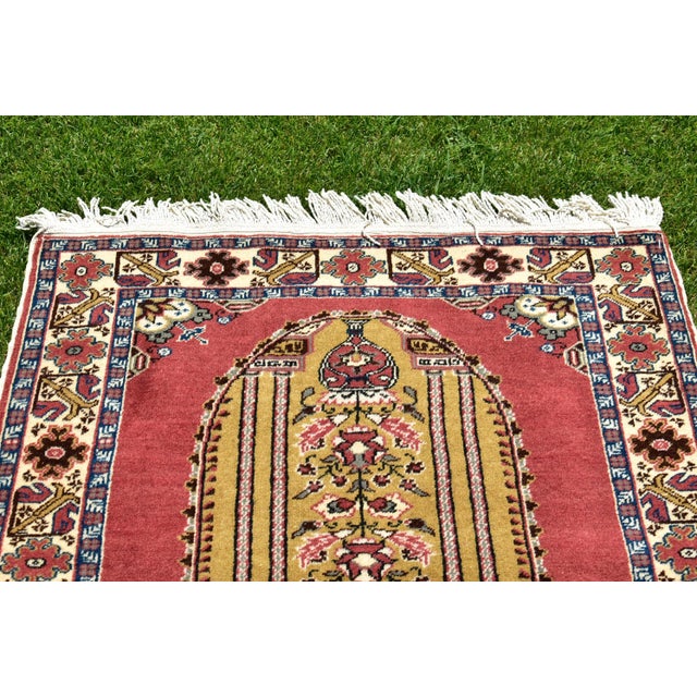 1960s Vintage Turkish Floral Desing Red Handmade Kayseri Rug For Sale In Sacramento - Image 6 of 12