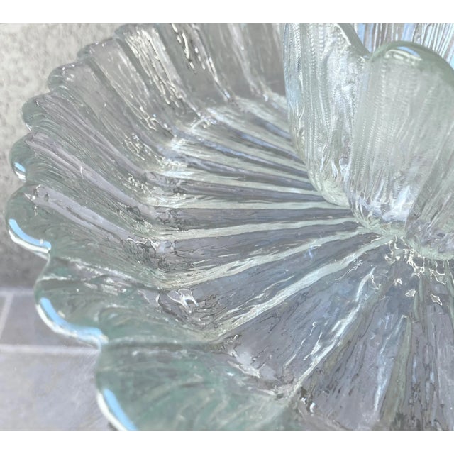 Circa 1970 Pilgrim Glass Handblown Textured “Ice” Petals Crudité Platter Set – A Pair For Sale - Image 12 of 13
