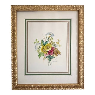 Italian Floral Watercolor Painting by Vittorio Guddittoi For Sale