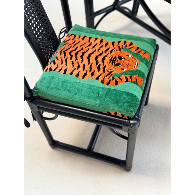 Wood Desk Set with Jokhang Tiger Velvet Cushions from Gasparucci Italo, Italy, 1970s, Set of 3 For Sale - Image 7 of 14