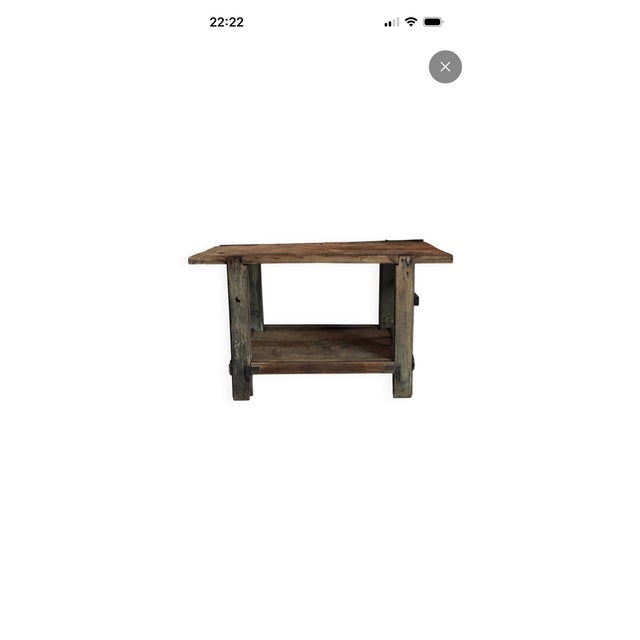 Workbench in Green Patinated Oak, 1940s For Sale - Image 15 of 15