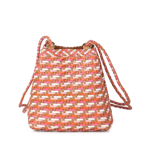 Rafe Annick Small Bucket Crossbody Bag, Pink and Orange For Sale