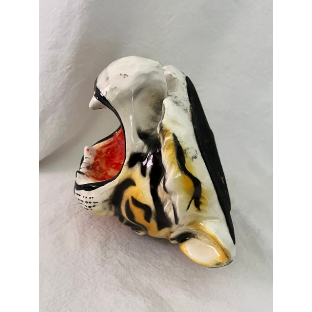 Ceramic Vintage Hand Painted Tiger Head Wall Sculpture For Sale - Image 7 of 10