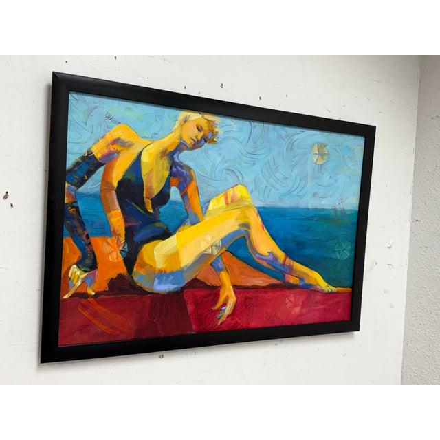 Figurative "Bathing Beauty" Oil Painting, Framed For Sale - Image 3 of 12