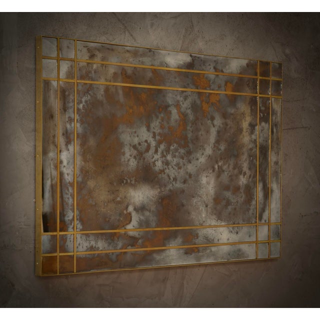 Mid-Century Murano Glass and Brass Console Wall Mirror For Sale - Image 9 of 10