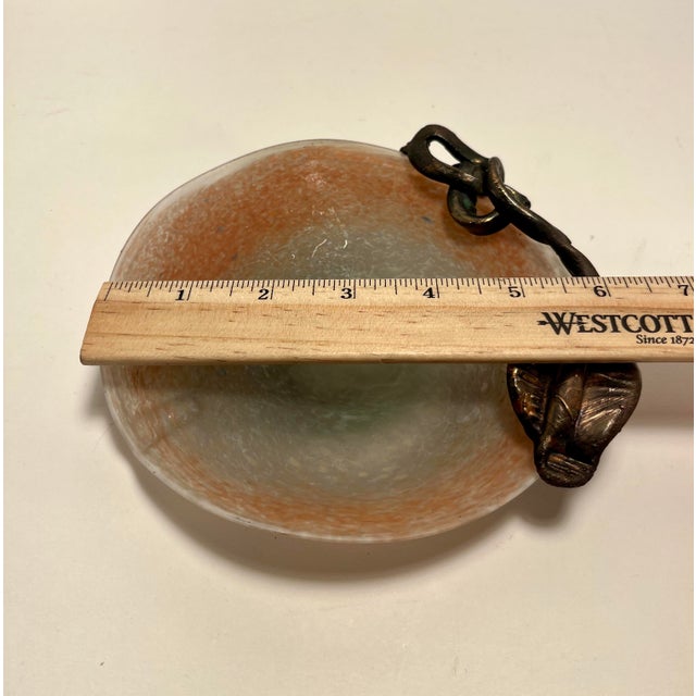 Vintage Filip Ravert Style Hand Blown Art Glass With Applied Copper Ashtray For Sale In Los Angeles - Image 6 of 6