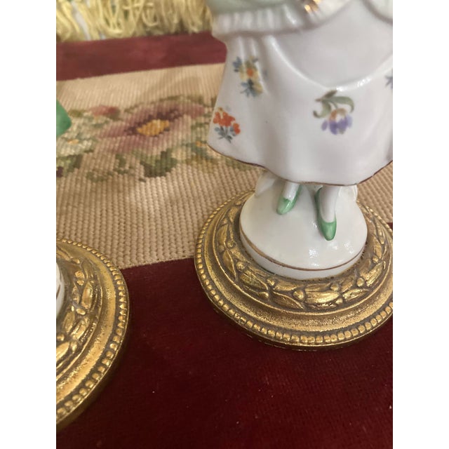 Pair of Vintage Porcelain Figurine Lamps – Rococo Style – Lady & Gentleman – 12” For Sale - Image 16 of 16